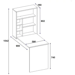 Scrivania Marrone 5 Ripiani 6 Vani 59x90x74h cm, con Libreria - Veglio