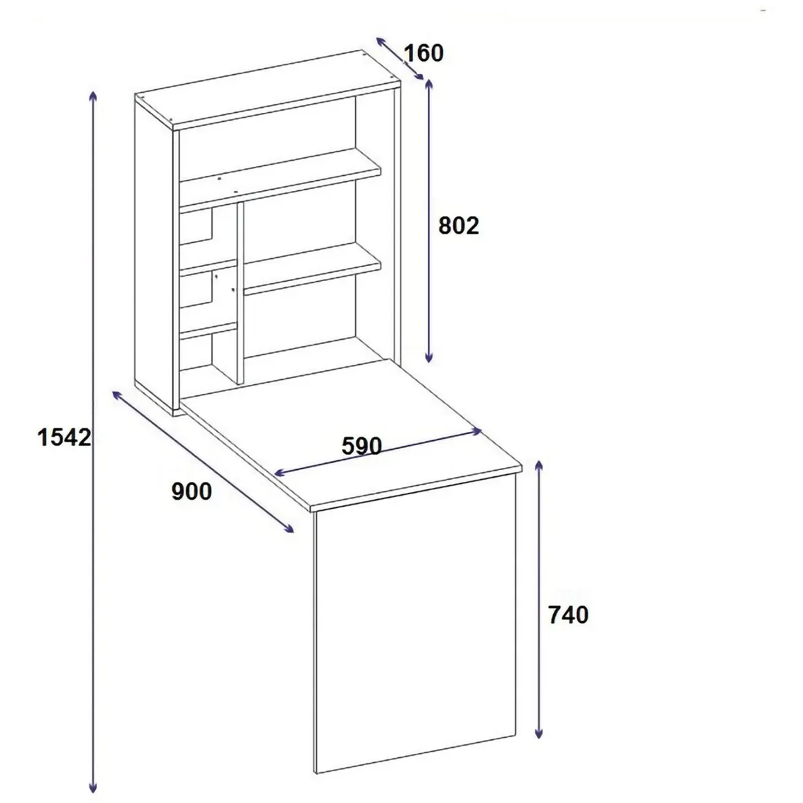 Scrivania Marrone 5 Ripiani 6 Vani 59x90x74h cm, con Libreria - Veglio