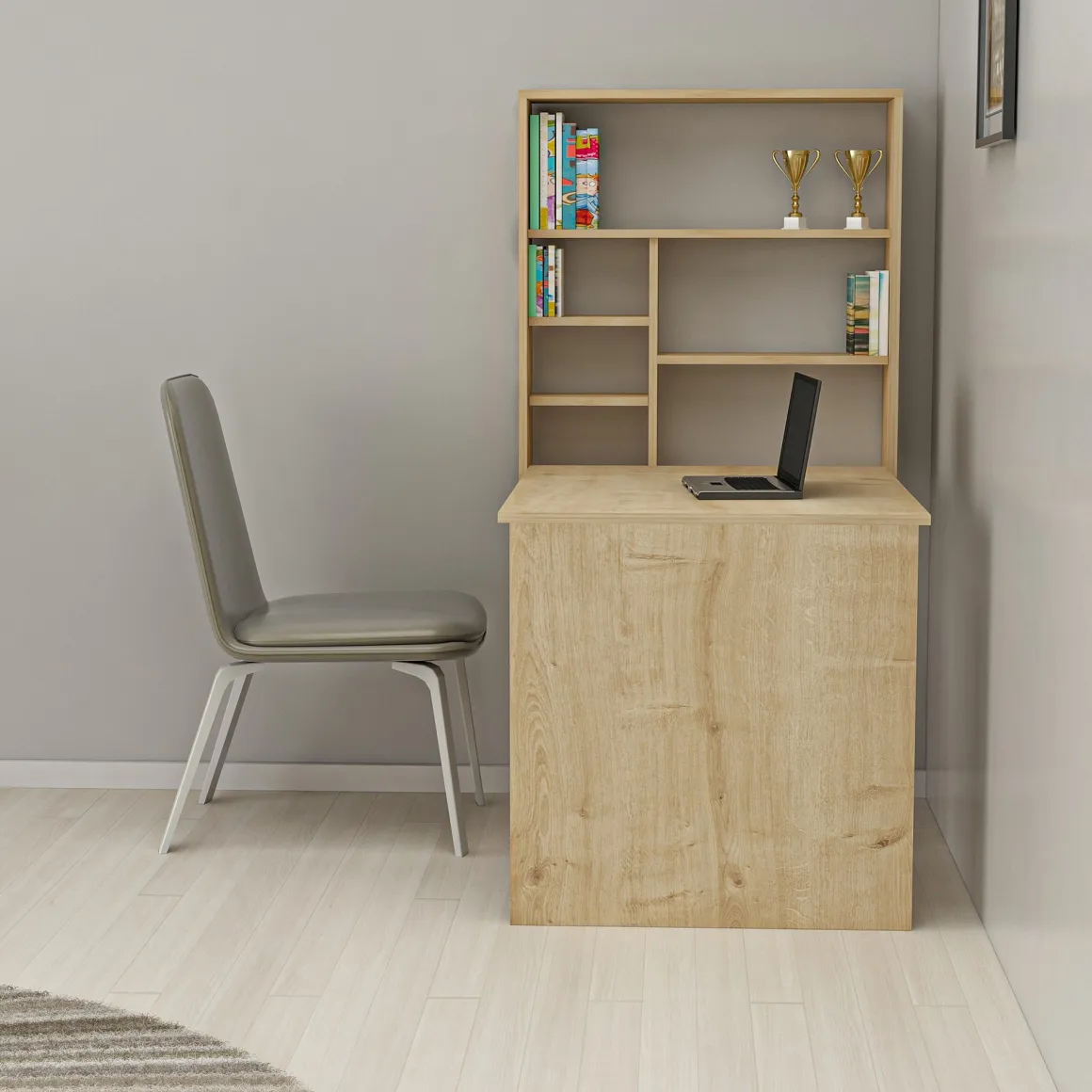 Scrivania Marrone 5 Ripiani 6 Vani 59x90x74h cm, con Libreria - Veglio