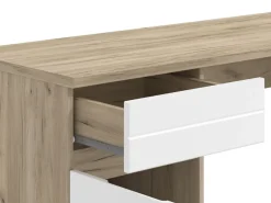 Scrivania Marrone Rovere Bianco un Cassetto un Ripiano 130x50x75.5h cm, Un'anta - Cambio
