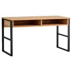 Scrivania Marrone Rovere Nero 3 Ripiani 2 Vani 120x60x72h cm, Colore Ripiano Marrone - Samo