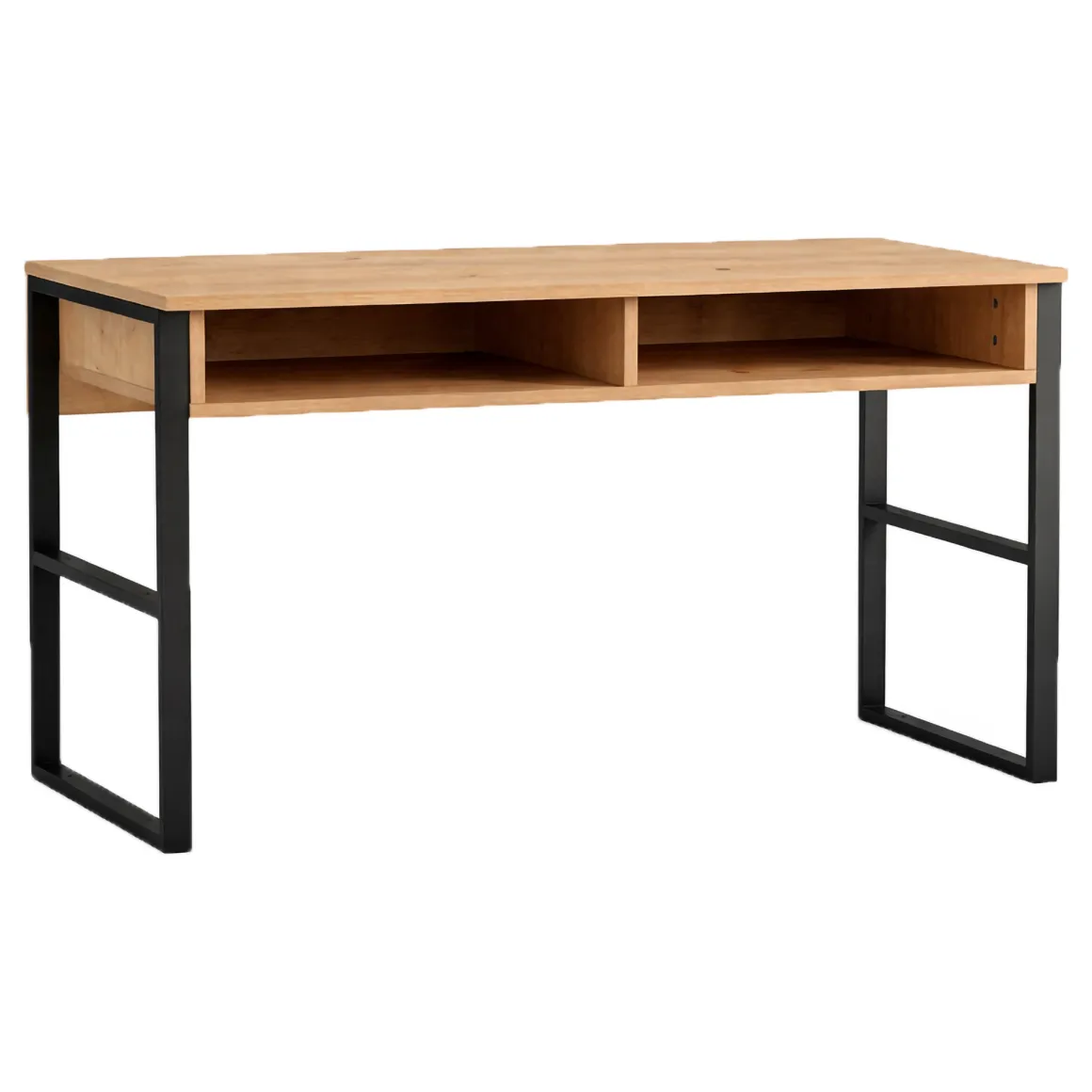 Scrivania Marrone Rovere Nero 3 Ripiani 2 Vani 120x60x72h cm, Colore Ripiano Marrone - Samo