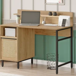 Scrivanie > Dmora Scrivania Marrone Rovere Nero Antracite 6 Ripiani 7 Vani 160x55x90h cm, Colore Ripiano Marrone - Sedico Nero Antracite, Marrone Rovere