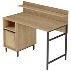 Scrivanie > Dmora Scrivania Marrone Rovere Nero Antracite 6 Ripiani 7 Vani 160x55x90h cm, Colore Ripiano Marrone - Sedico Nero Antracite, Marrone Rovere