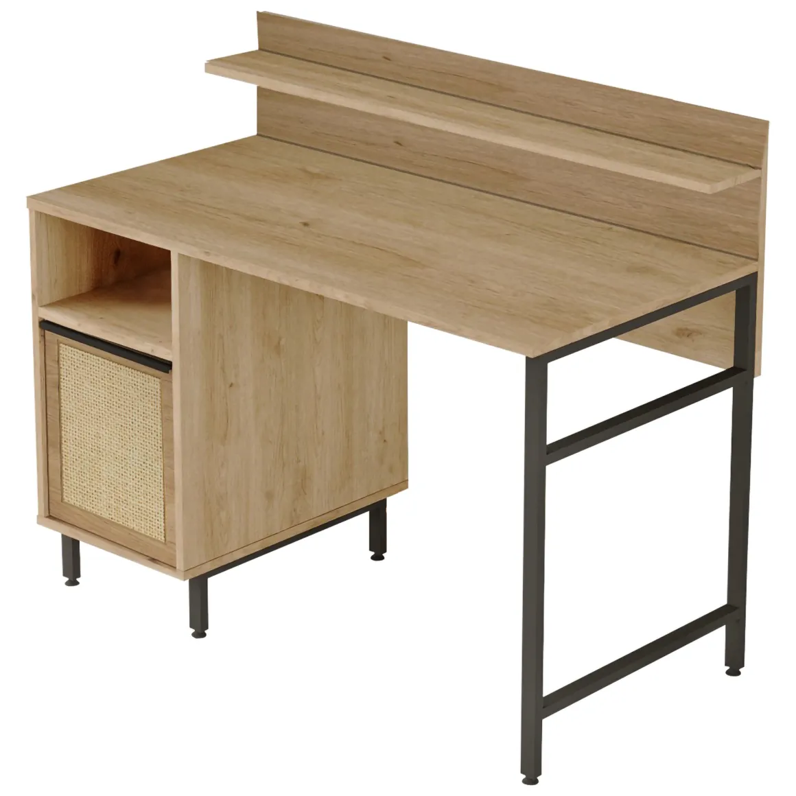 Scrivanie > Dmora Scrivania Marrone Rovere Nero Antracite 6 Ripiani 7 Vani 160x55x90h cm, Colore Ripiano Marrone - Sedico Nero Antracite, Marrone Rovere