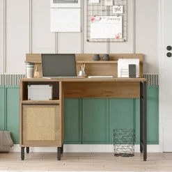 Scrivanie > Dmora Scrivania Marrone Rovere Nero Antracite 6 Ripiani 7 Vani 160x55x90h cm, Colore Ripiano Marrone - Sedico Nero Antracite, Marrone Rovere