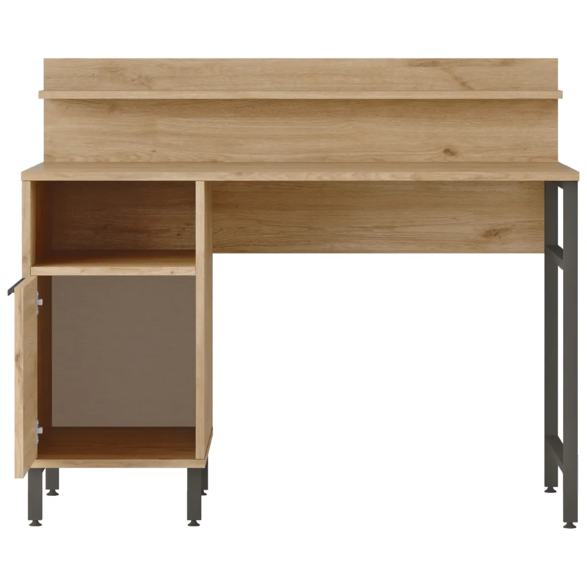 Scrivanie > Dmora Scrivania Marrone Rovere Nero Antracite 6 Ripiani 7 Vani 160x55x90h cm, Colore Ripiano Marrone - Sedico Nero Antracite, Marrone Rovere