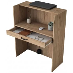 Scrivanie > Dmora Scrivania Marrone Rovere Nero un Ripiano Sfumatura Colore Ripiano Rovere 112x60x79h cm, Colore Struttura Nero - Chietino Nero, Marrone Rovere