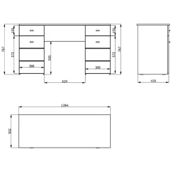 Scrivania Marrone Rovere Nodi 2 Cassetti 2 Ripiani 140x50x76h cm, 2 Ante - Ziro