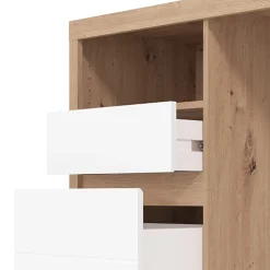 Scrivania Marrone Rovere Nodi Bianco 2 Cassetti 2 Ripiani 127x52x77h cm, un Vano - Flam