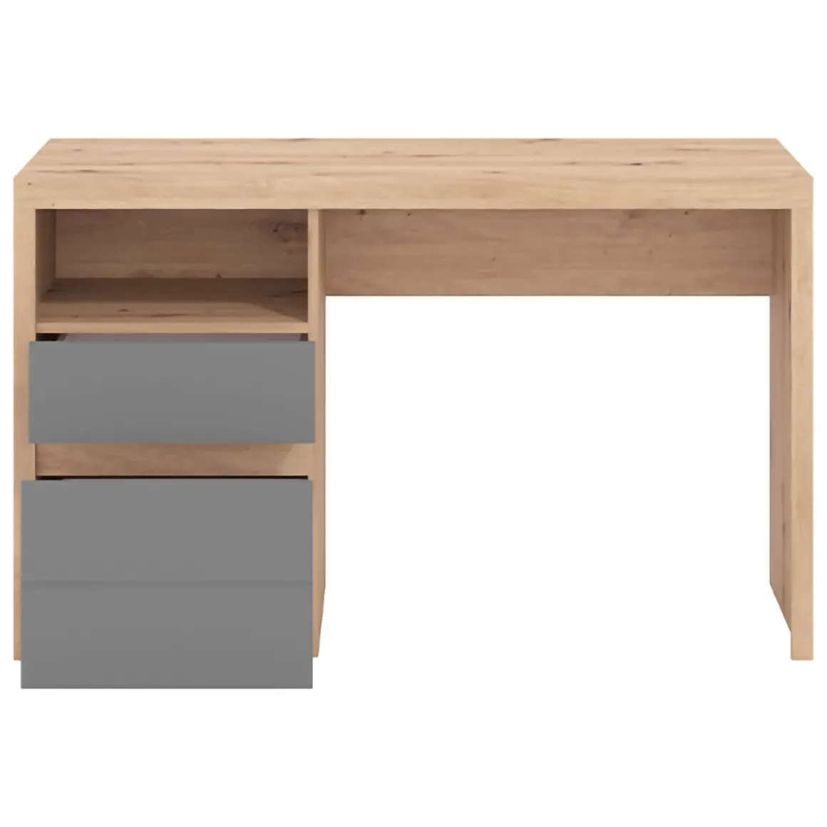 Scrivanie > Dmora Scrivania Marrone Rovere Nodi Grigio Scuro Angolare 2 Cassetti 140x124x77h cm, 5 Ripiani - Piran Grigio Scuro, Marrone Rovere Nodi