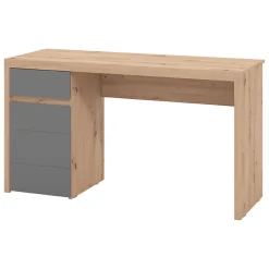 Scrivanie > Dmora Scrivania Marrone Rovere Nodi Grigio Scuro un Cassetto 2 Ripiani 98x47x74h cm, Un'anta - Anholt Grigio Scuro, Marrone Rovere Nodi