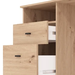 Scrivania Marrone Rovere Nodi Nero 2 Cassetti 2 Ripiani 127x51x77h cm, un Vano - Frutal
