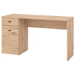 Scrivania Marrone Rovere Nodi Nero un Cassetto 2 Ripiani 140x50x77h cm, Un'anta - Porven