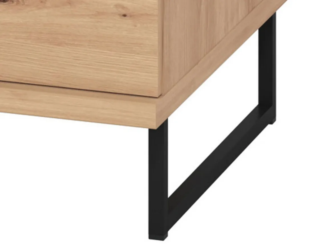 Scrivania Marrone Rovere Nodi Nero un Ripiano 3 Cassetti 137.5x56x75h cm, Maniglie Incluse - Ponza