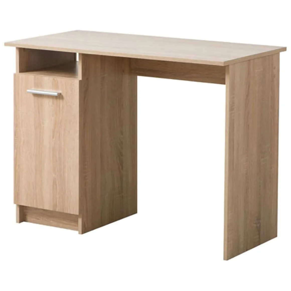 Scrivania Marrone Rovere 2 Ripiani 3 Vani 100x50x74.5h cm, Un'anta - Tiriolo