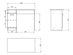 Scrivania Marrone Rovere 2 Ripiani 3 Vani 100x50x74.5h cm, Un'anta - Tiriolo