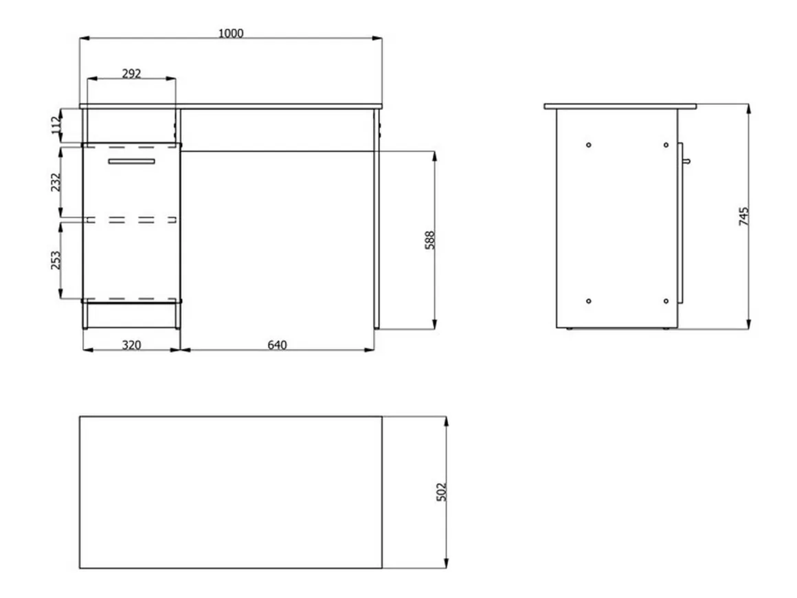 Scrivania Marrone Rovere 2 Ripiani 3 Vani 100x50x74.5h cm, Un'anta - Tiriolo
