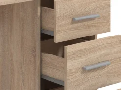 Scrivania Marrone Rovere un Ripiano 3 Cassetti 121x50x74.5h cm, Maniglie Incluse - Rifiano
