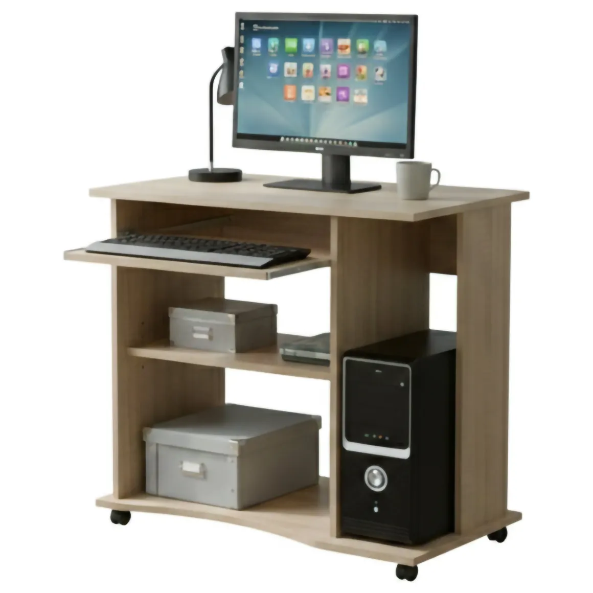 Scrivania Marrone un Cassetto un Vano 80x50x75h cm, Supporto pc - Mezzo