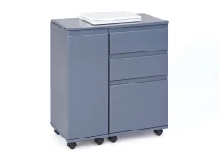 Scrivania/mobile allungabile con cassetti e contenitore in MDF laccato grigio