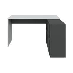 Scrivania modulabile bianca e antracite 136x139cm con libreria - Abby