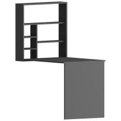 Scrivania Nero Antracite 5 Ripiani 6 Vani 59x90x74h cm, con Libreria - Veglio