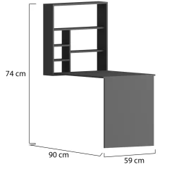 Scrivanie > Dmora Scrivania 5 Ripiani Angolare 80x80x74h cm, 4 Vani - Panchia Nero Antracite