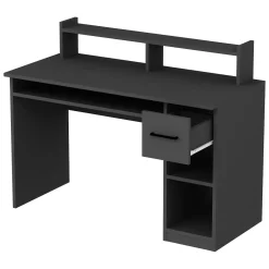 Scrivania Nero Antracite 5 Ripiani un Cassetto 120x93x55h cm, 5 Vani - Roletto
