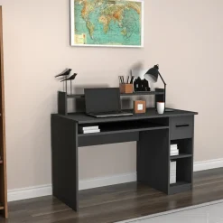 Scrivanie > Dmora Scrivania 6 Ripiani Un'anta 120x55x74h cm, 7 Vani - Donnas Nero Antracite