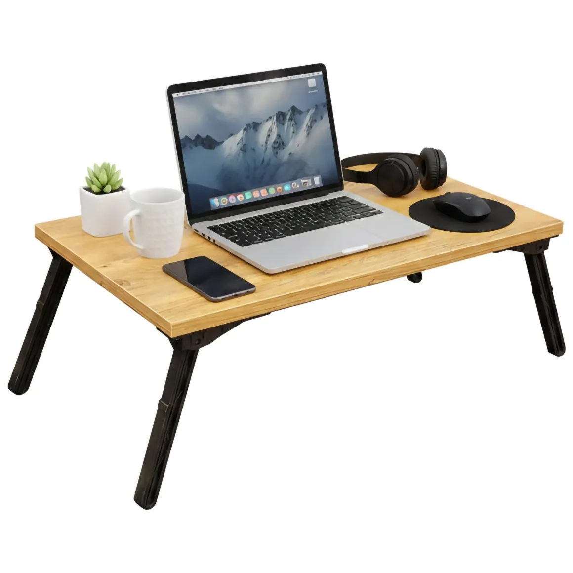 Scrivania No quercia e nera 60x35cm con supporto computer - Cusio
