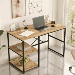 Scrivanie > Dmora Scrivania No quercia 160x60cm con libreria - Galbiate Marrone Quercia