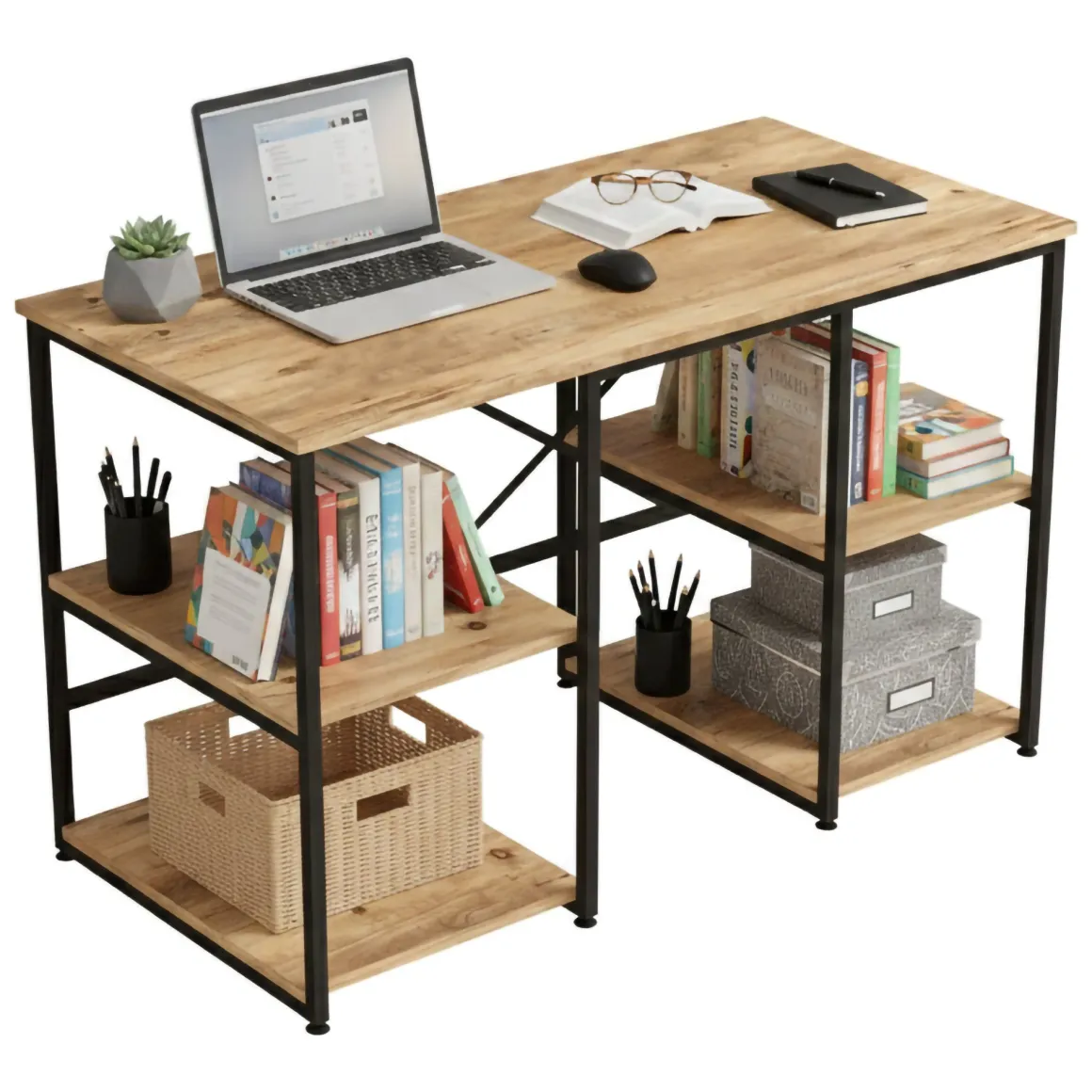 Scrivania No quercia 120x60cm con libreria - Giusto