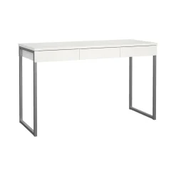 Scrivanie > Dmora Scrivania Pascale, Scrittoio multiuso, Tavolo per ufficio porta PC, Piano di lavoro, 126x52 h77 cm, Bianco Grigio, Bianco