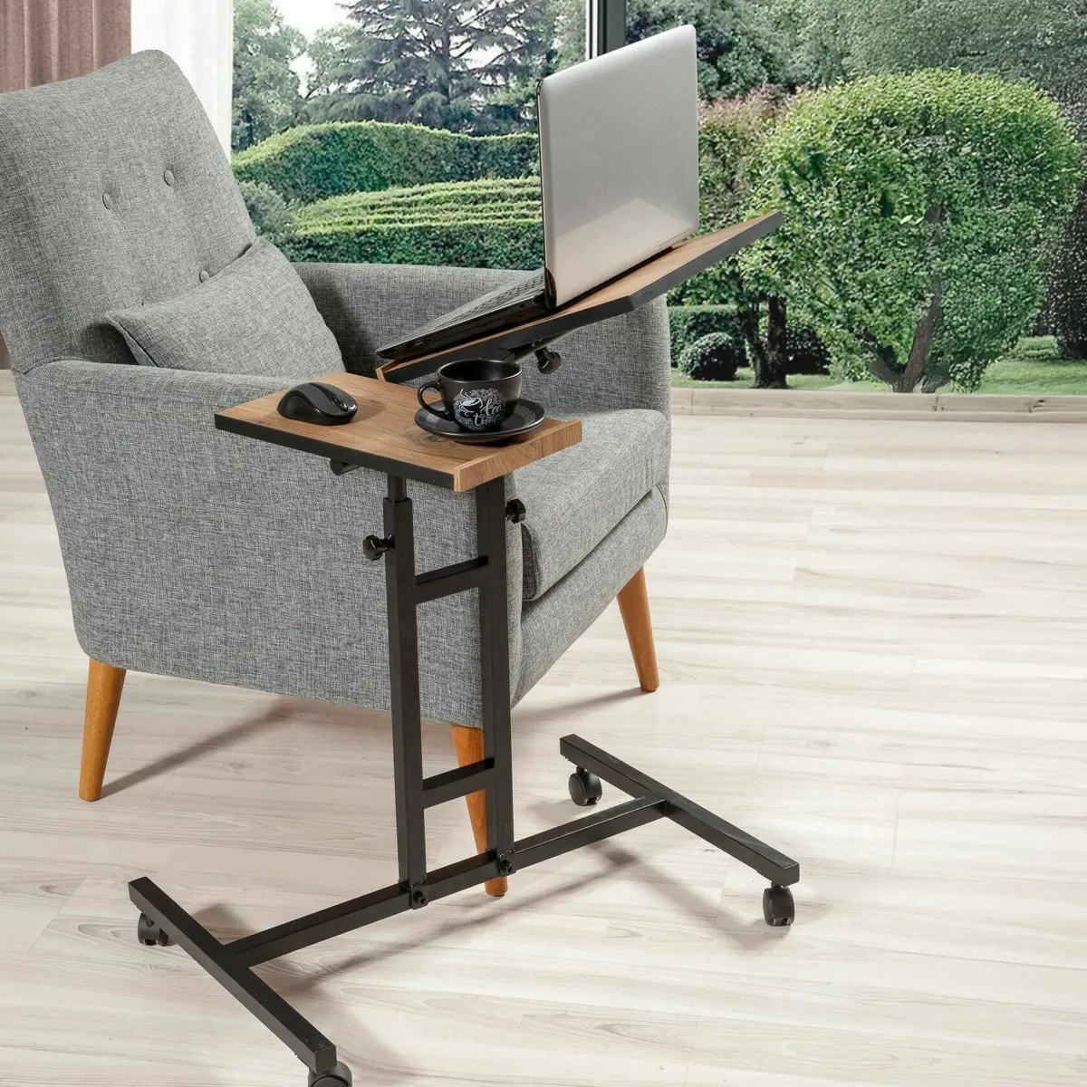 Scrivanie > Dmora Scrivania quercia e nera 67x45cm con supporto computer - Cairoli Nero, Marrone Quercia