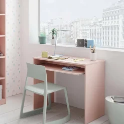 Scrivania Rosa un Ripiano Materiale Piano in Legno Nobilitato 90x54x79h cm, Colore Ripiano Rosa - Ajeje