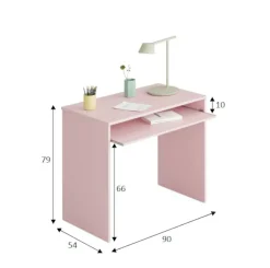 Scrivania Rosa un Ripiano Materiale Piano in Legno Nobilitato 90x54x79h cm, Colore Ripiano Rosa - Ajeje
