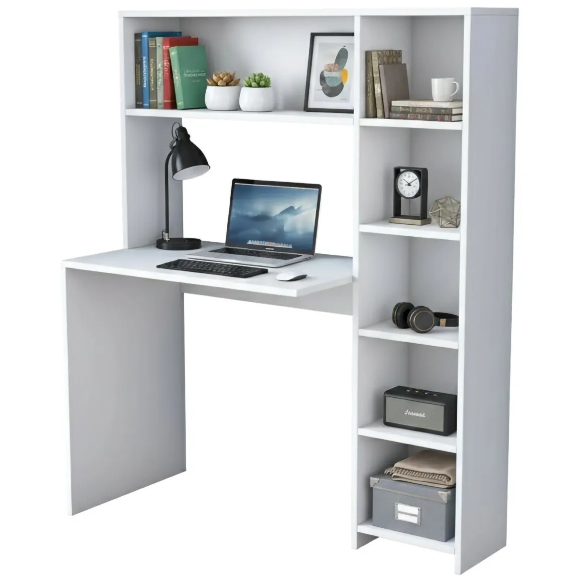 Scrivania studio bianca 113x40cm con libreria - Arapaho