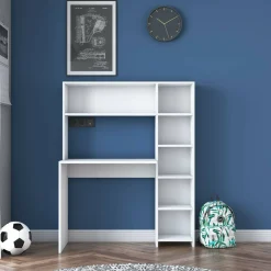 Scrivania studio bianca 113x40cm con libreria - Arapaho