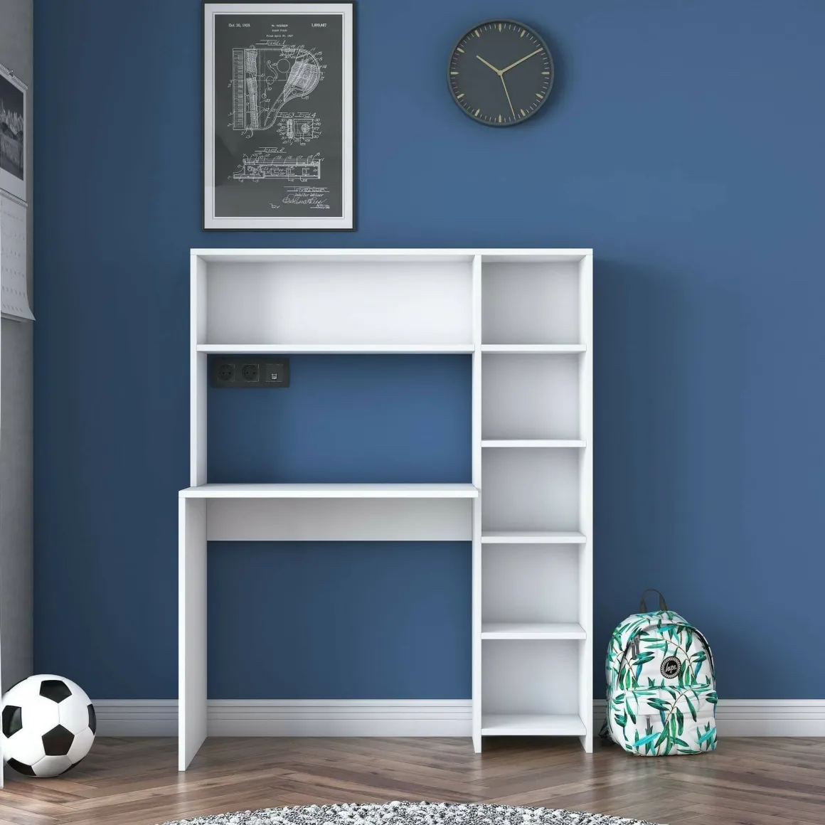 Scrivania studio bianca 113x40cm con libreria - Arapaho