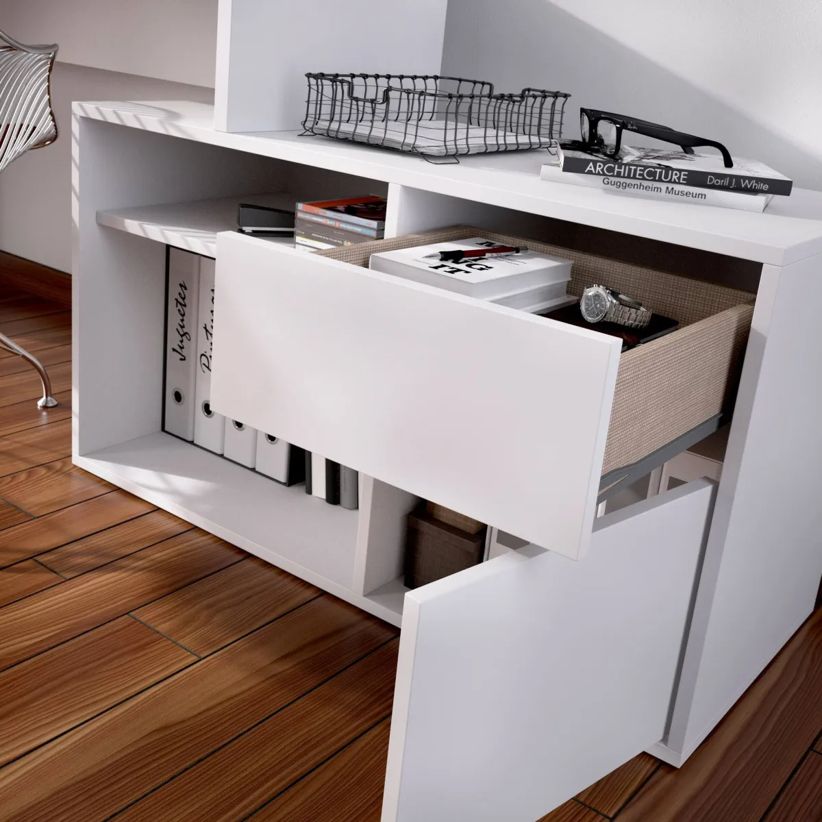 Ufficio|Camera Da Letto > Dmora Scrivania ufficio bianca 139x92cm con 1 cassetto - Andor Bianco