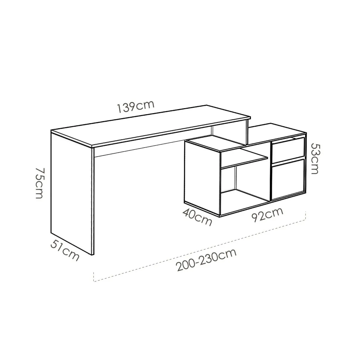 Ufficio|Camera Da Letto > Dmora Scrivania ufficio bianca 139x92cm con 1 cassetto - Andor Bianco