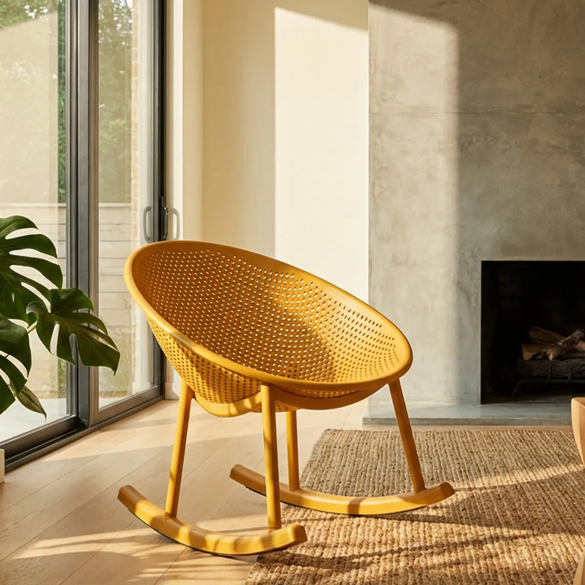 Sedie > Dmora Sedia 2 Sedie a Dondolo, Adatto per Indoor/outdoor, Materiale Struttura in Plastica - Phunt Arancione
