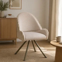 Sedia Bianco Crema Beige 2 Sedie Imbottito, Sfumatura Colore Struttura Crema - Kinna