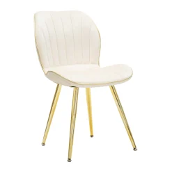 Sedia Bianco Crema oro 2 Sedie Rivestimento in Velluto, Imbottito - Bohinj