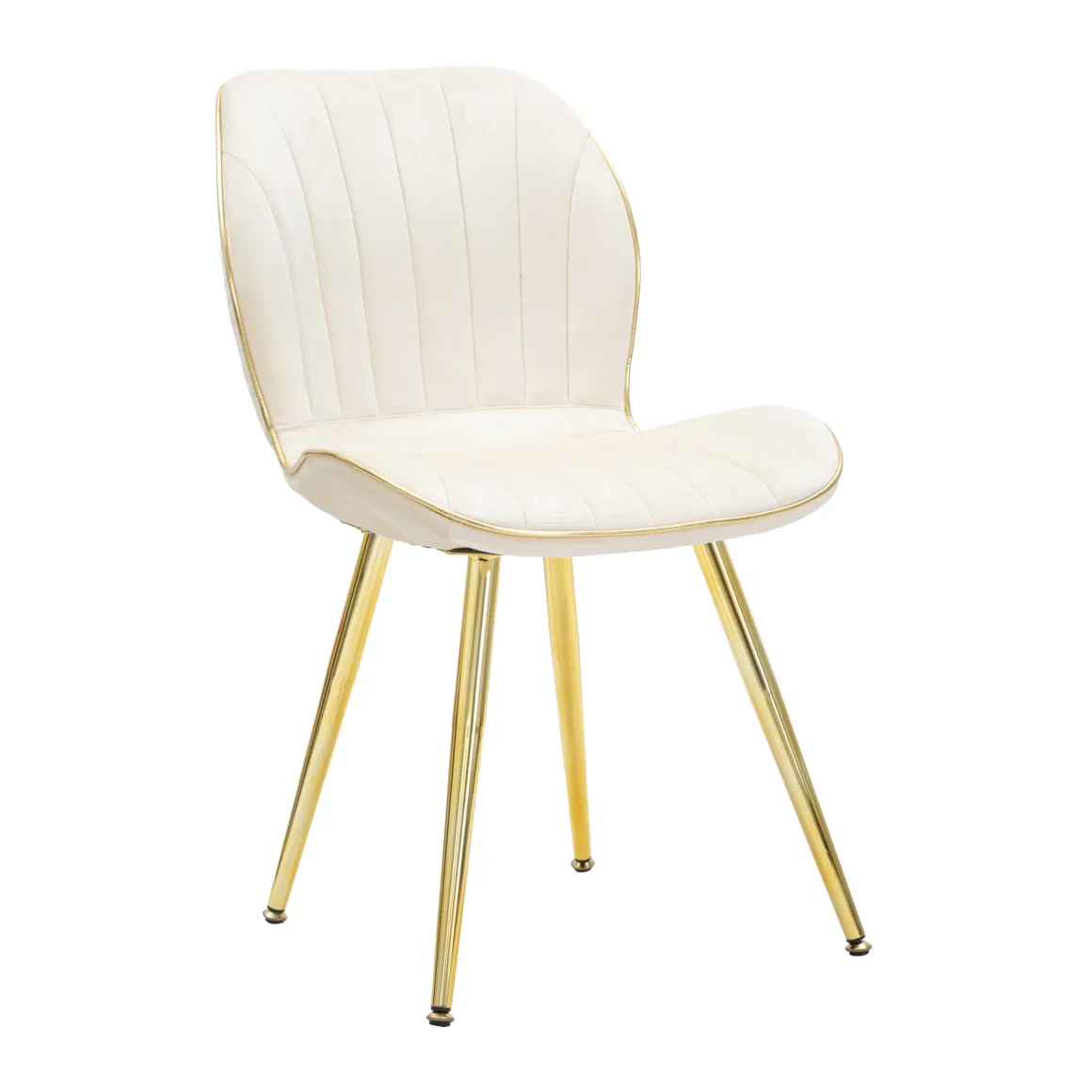 Sedia Bianco Crema oro 2 Sedie Rivestimento in Velluto, Imbottito - Bohinj