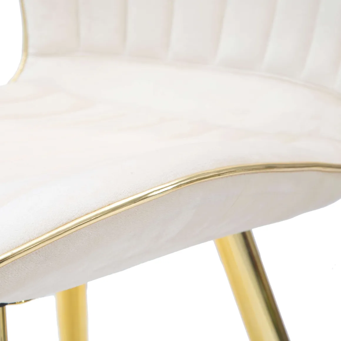 Sedia Bianco Crema oro 2 Sedie Rivestimento in Velluto, Imbottito - Bohinj