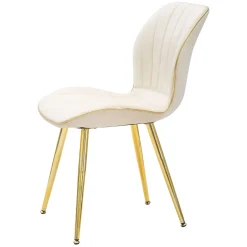 Sedia Bianco Crema oro 2 Sedie Rivestimento in Velluto, Imbottito - Bohinj