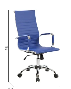 Sedie Con Ruote|Sedie > Dmora Sedia con Ruote Regolabile Imbottito, 5 Ruote - Attilia Blu