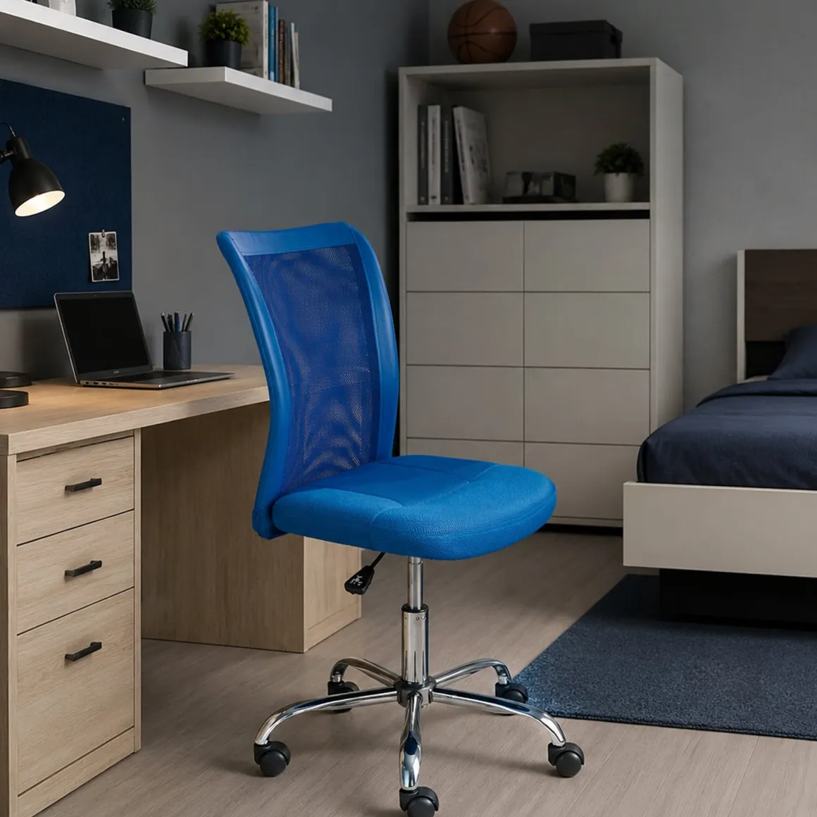 Sedia con Ruote blu Regolabile una Sedia, 5 Ruote - Falerna